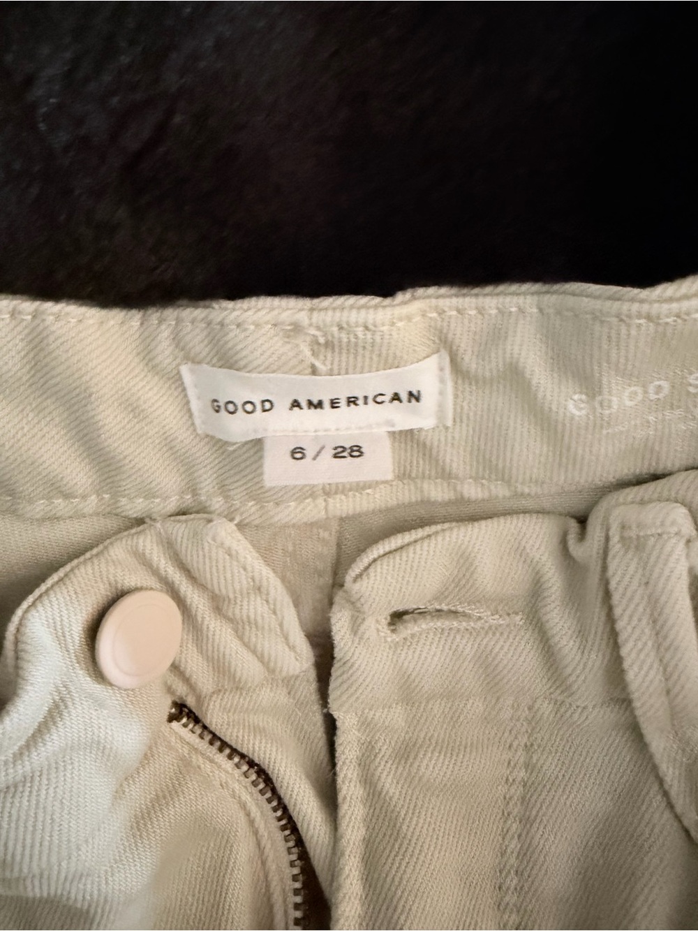 Good American Cream jeans